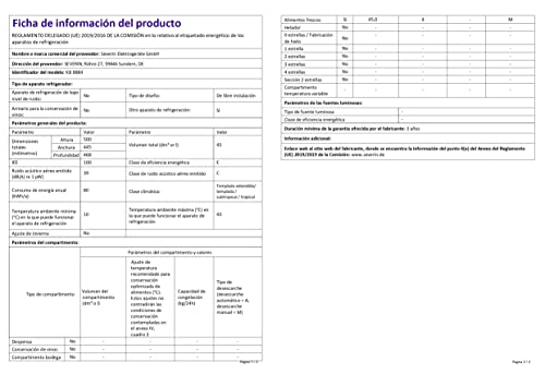 Mininevera SEVERIN 45L con Compartimento de Baja Temperatura – Bajo Consumo y Puerta Reversible
