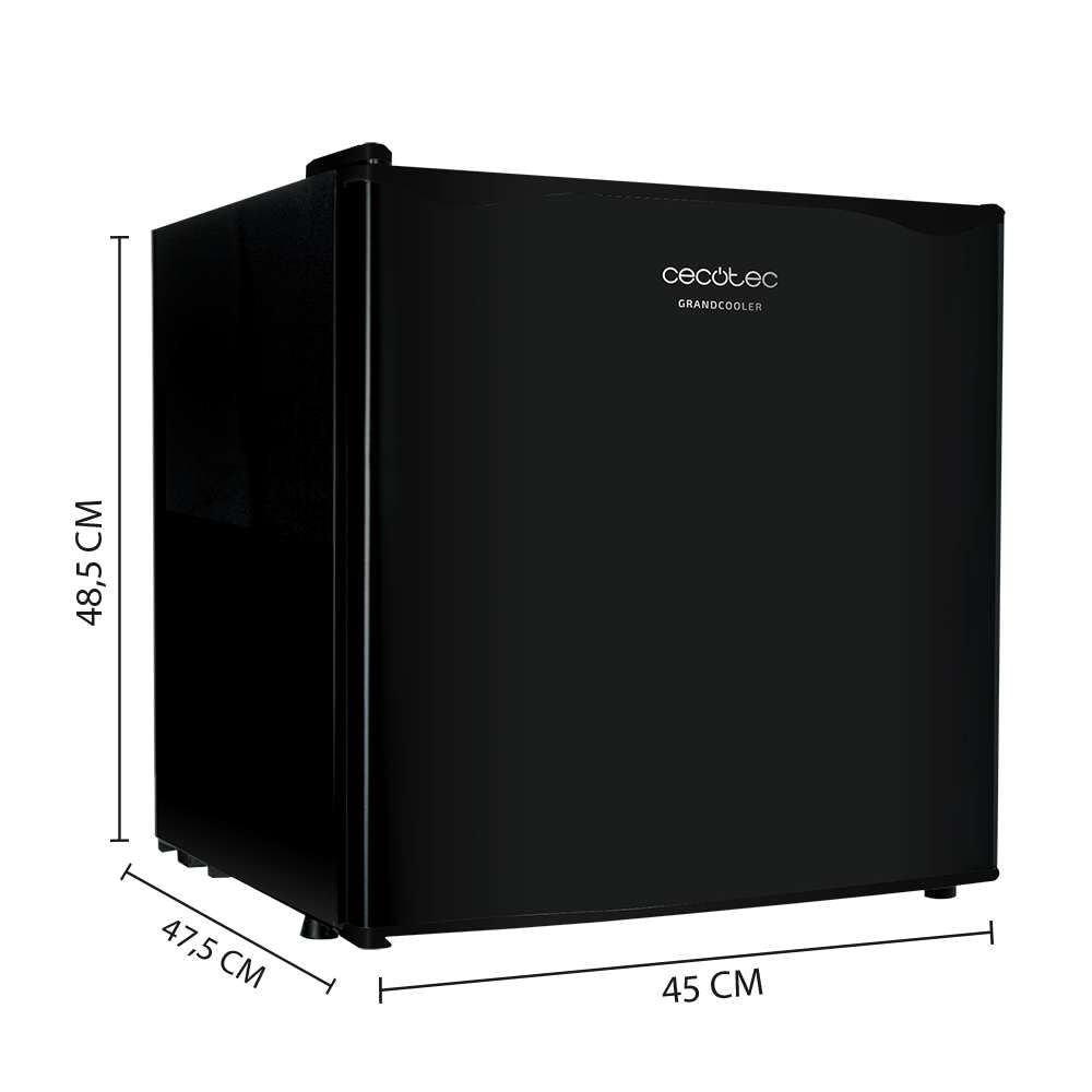 Minibar Cecotec GrandCooler 20000 SilentCompress – 46L con Congelador, Puerta Reversible y Bajo Consumo, Negro