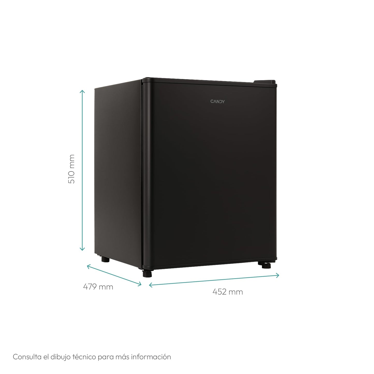 Frigorífico Candy CHASD4351EBC – Mini Bar 43L con Iluminación LED, Estantes en la Puerta y Control Mecánico, Negro