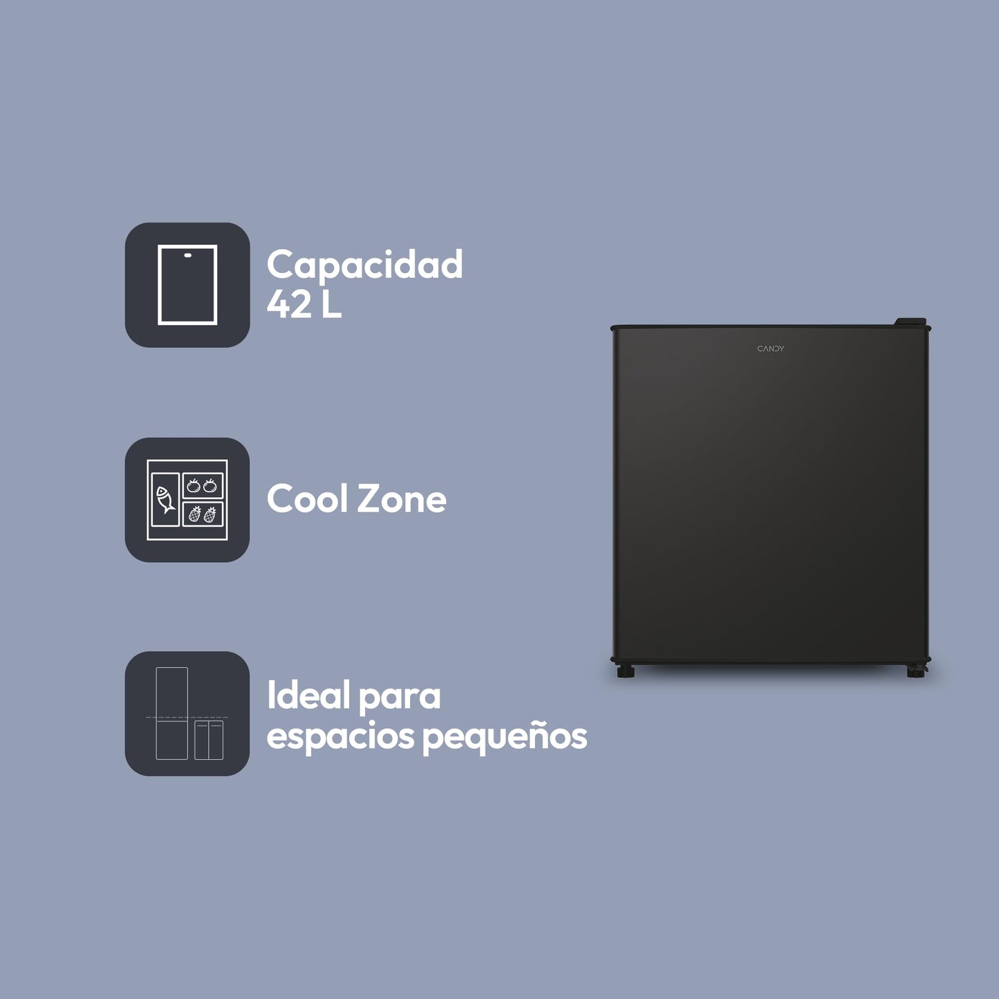 Frigorífico Candy CHASD4351EBC – Mini Bar 43L con Iluminación LED, Estantes en la Puerta y Control Mecánico, Negro