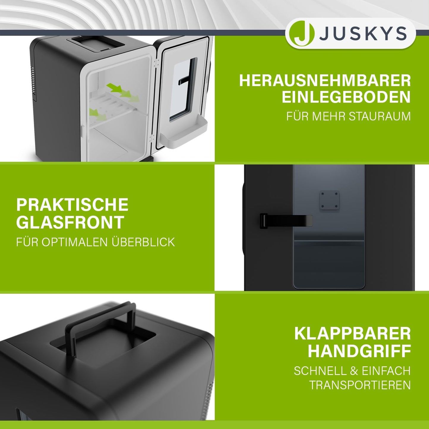 Minibar Juskys 15L – Mininevera portátil con función frío/calor, silenciosa y versátil