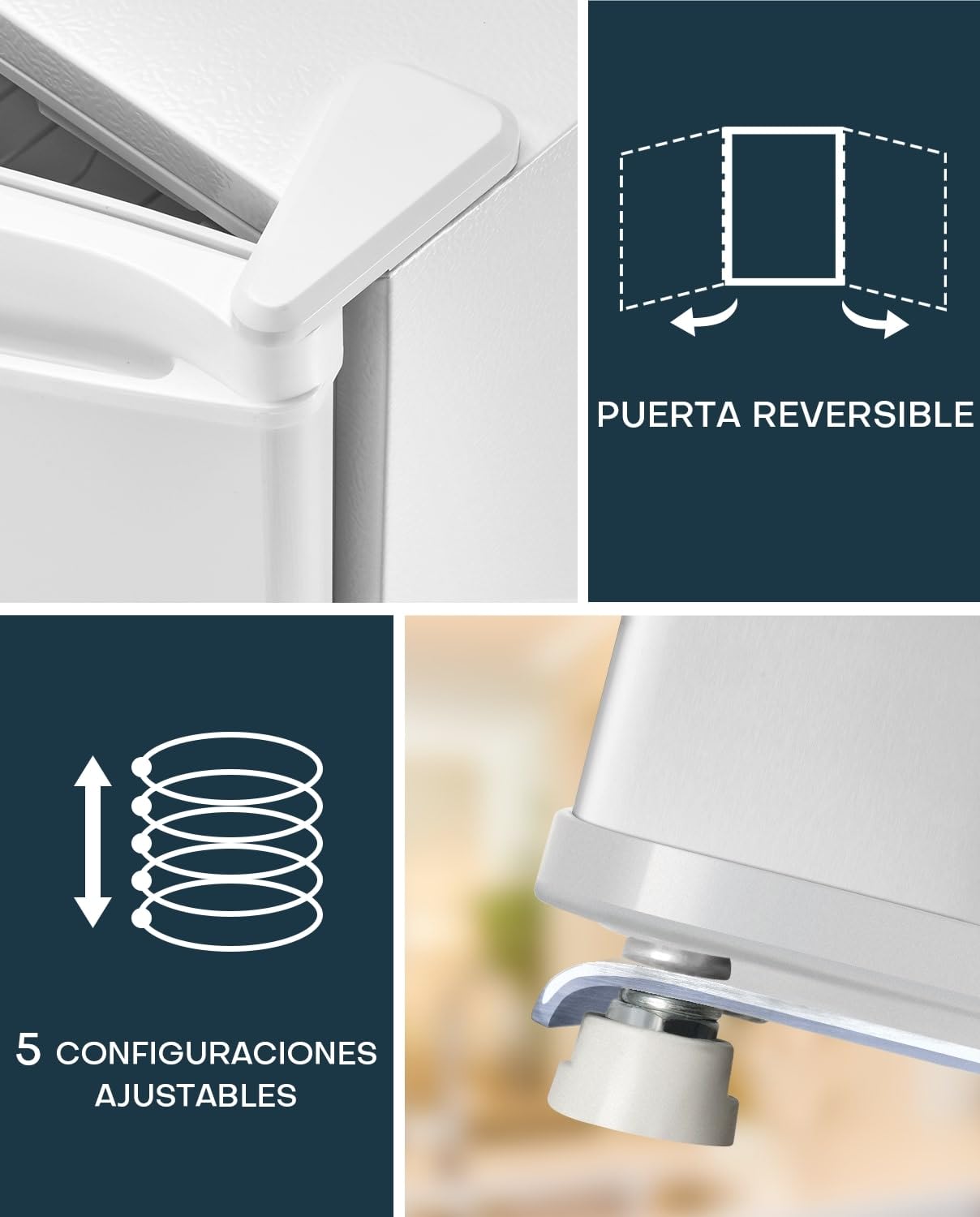 Mini Nevera Upstreman 46L – Compacta, Silenciosa, Bajo Consumo, 5 Niveles de Temperatura, Puerta Reversible, Blanca