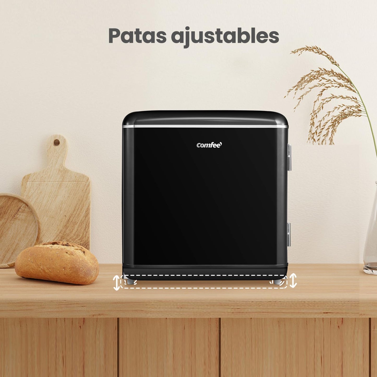 Frigorífico Retro Comfee' RCD50BL2EURT(E) – Mini Bar 47L con Compartimento Enfriador y Control Mecánico, Negro