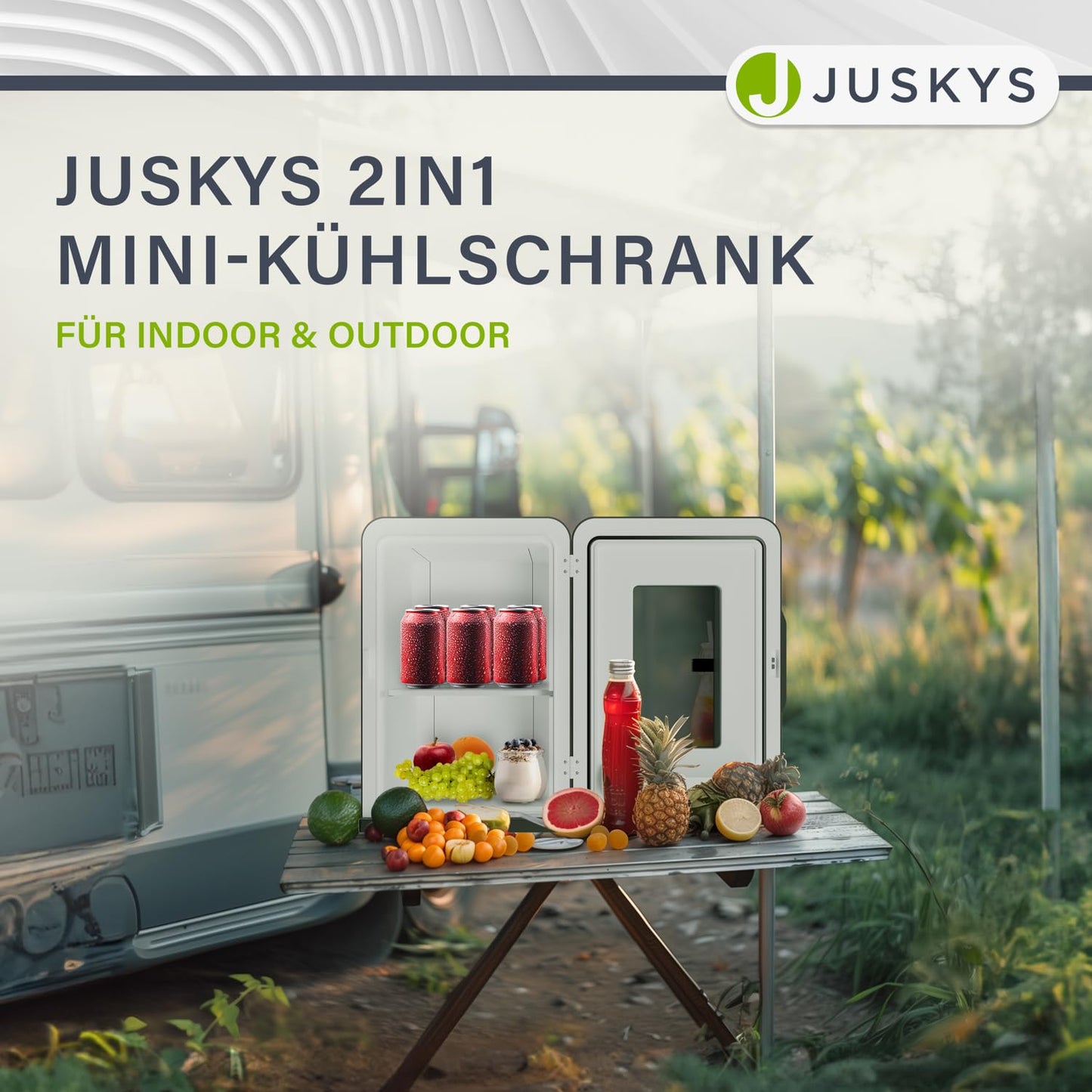Minibar Juskys 15L – Mininevera portátil con función frío/calor, silenciosa y versátil
