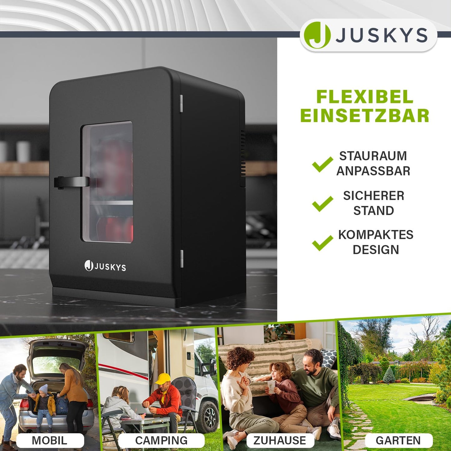 Minibar Juskys 15L – Mininevera portátil con función frío/calor, silenciosa y versátil
