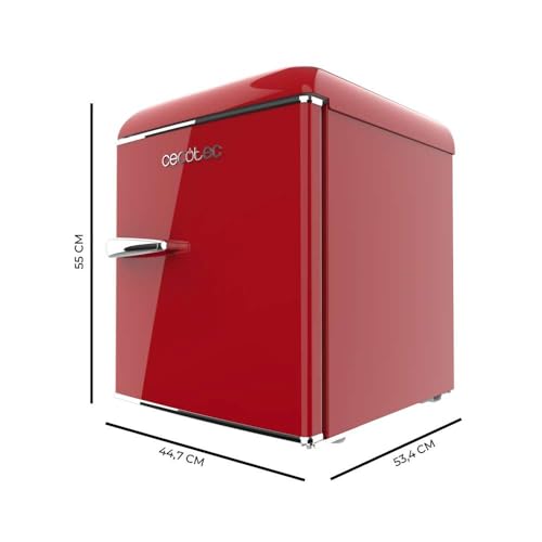 Frigorífico Mini Cecotec Bolero CoolMarket TT Origin 45 – 45L Retro con Icebox, Bajo Consumo y Tirador Cromado, Rojo