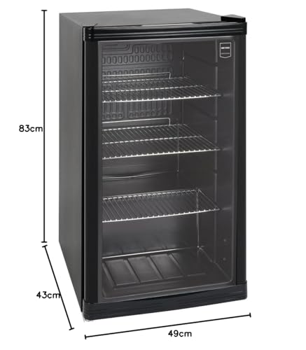 Mini Frigorífico Profesional con Puerta de Cristal – 88 L, Negro, con Estantes Ajustables
