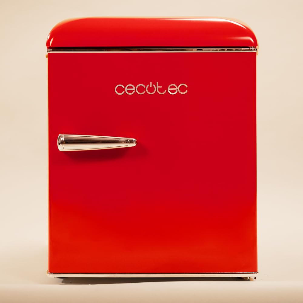 Frigorífico Mini Cecotec Bolero CoolMarket TT Origin 45 – 45L Retro con Icebox, Bajo Consumo y Tirador Cromado, Rojo