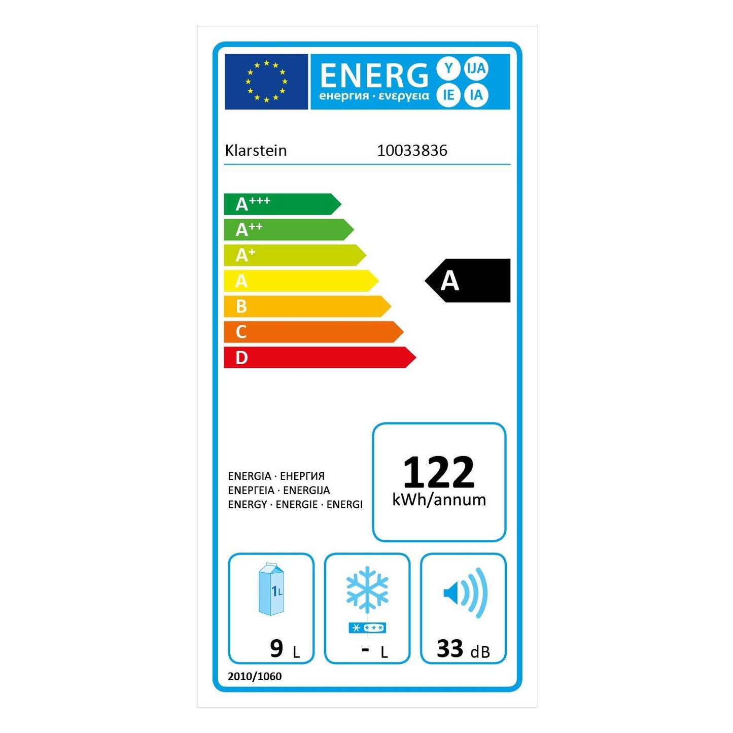 Mininevera Klarstein Frosty 10L – Compacta, Silenciosa y de Bajo Consumo Energético