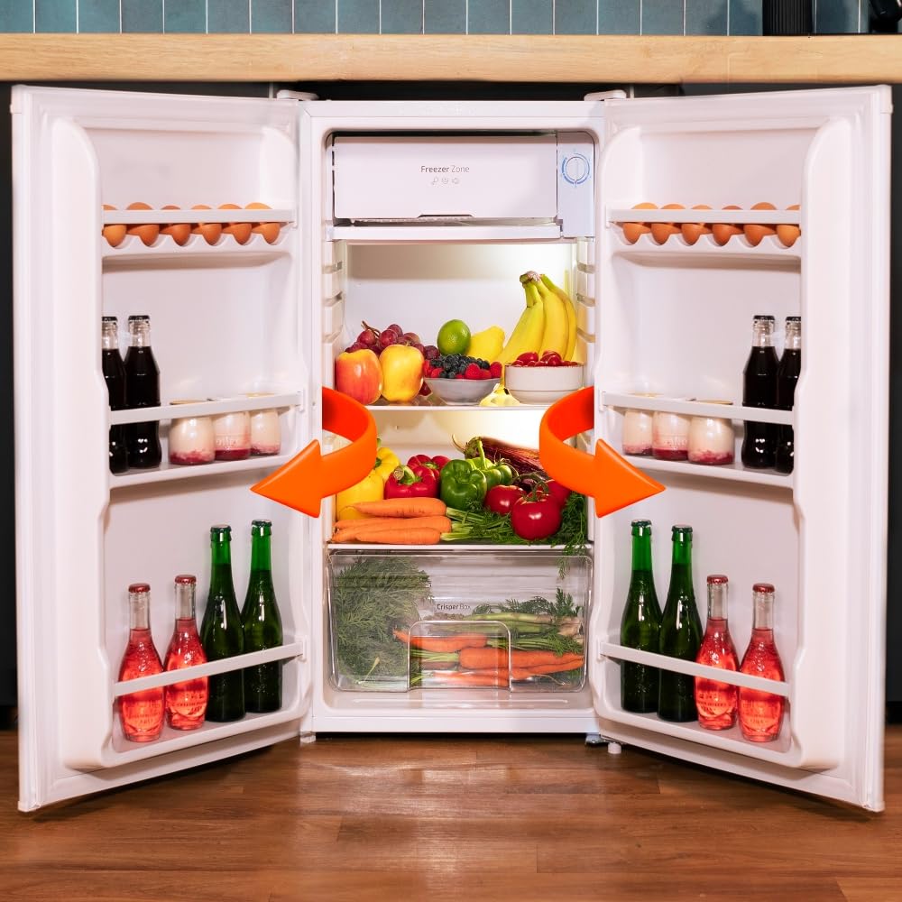 Frigorífico Cecotec Bolero CoolMarket TT – Mini Nevera 90L con Puerta Reversible y Control de Temperatura, Blanco