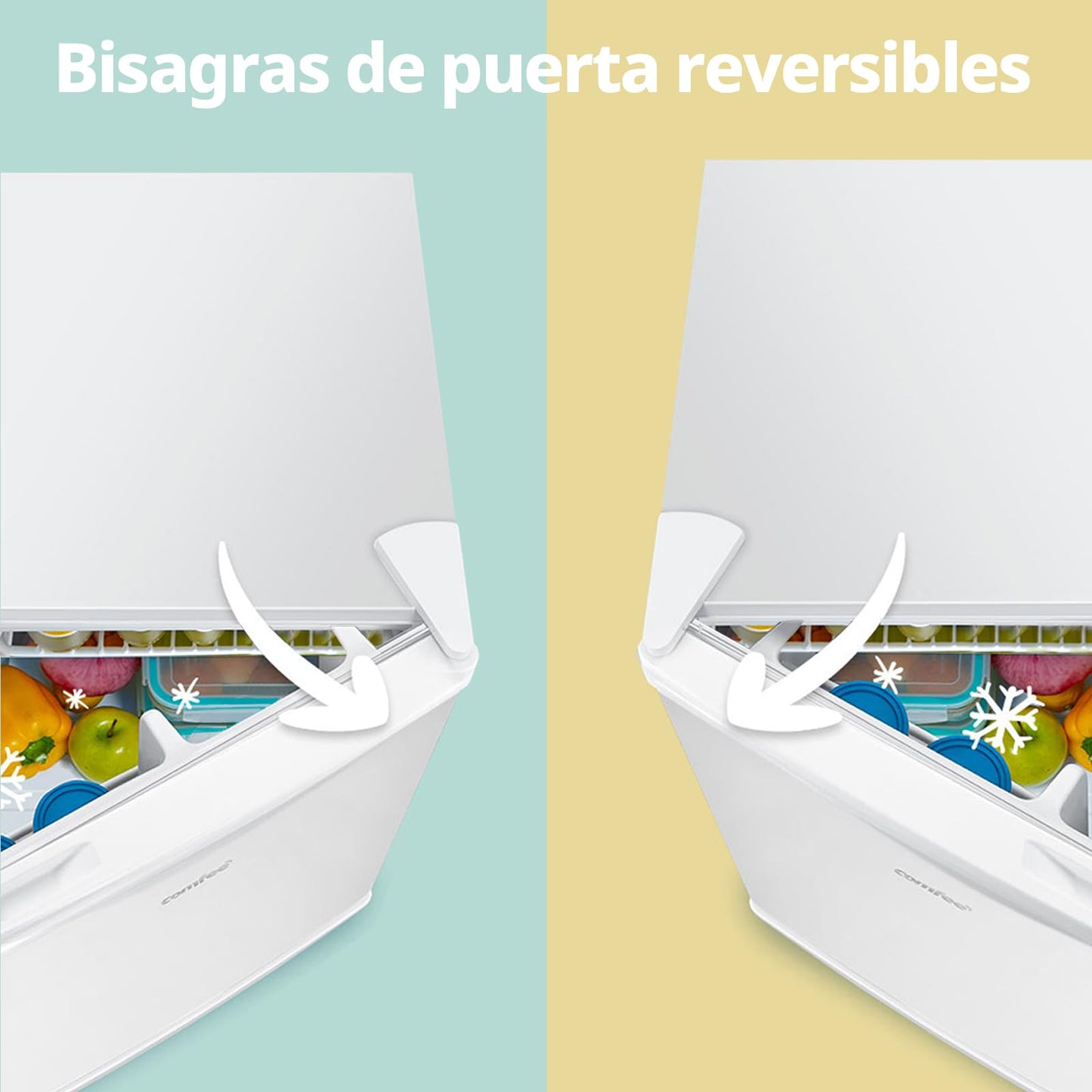 Mini Frigorífico Comfee' RCD50WH2(E) 43L – Puerta Reversible, Bajo Consumo y Funcionamiento Silencioso, Blanco