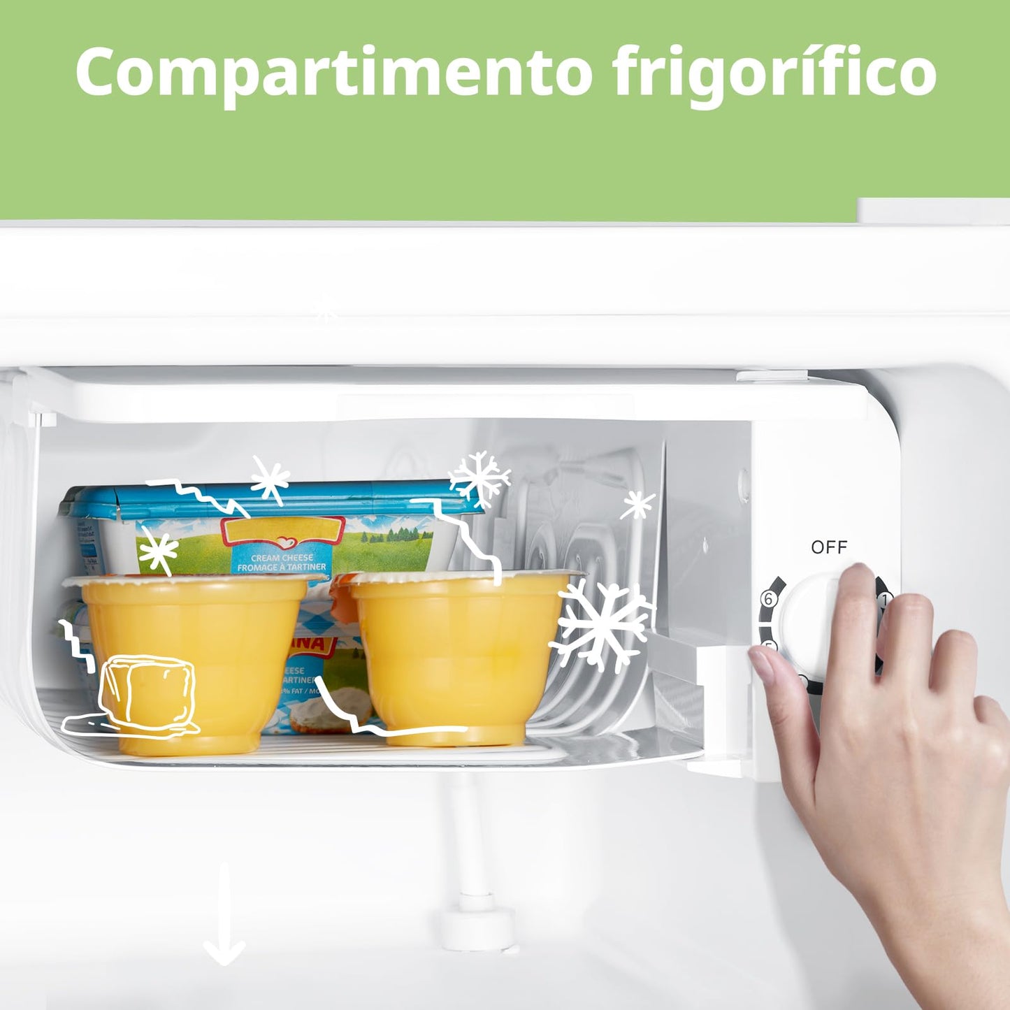 Mini Frigorífico Comfee' RCD50WH2(E) 43L – Puerta Reversible, Bajo Consumo y Funcionamiento Silencioso, Blanco