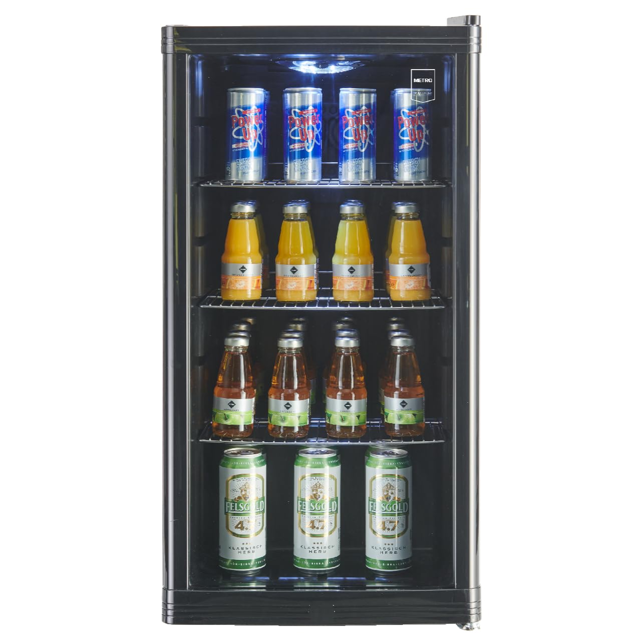 Mini Frigorífico Profesional con Puerta de Cristal – 88 L, Negro, con Estantes Ajustables