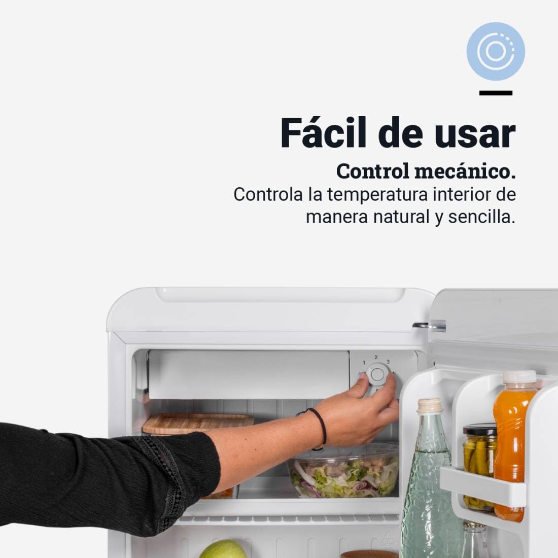 Frigorífico UNIVERSALBLUE COMO 6032W – Mini Bar Retro 48L con Zona Fría y Control Mecánico, Blanco