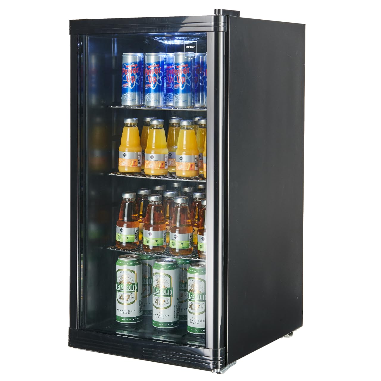 Mini Frigorífico Profesional con Puerta de Cristal – 88 L, Negro, con Estantes Ajustables