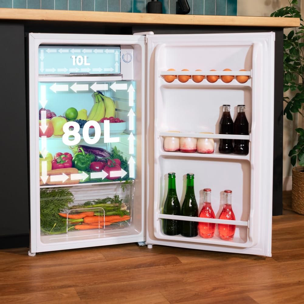 Frigorífico Cecotec Bolero CoolMarket TT – Mini Nevera 90L con Puerta Reversible y Control de Temperatura, Blanco