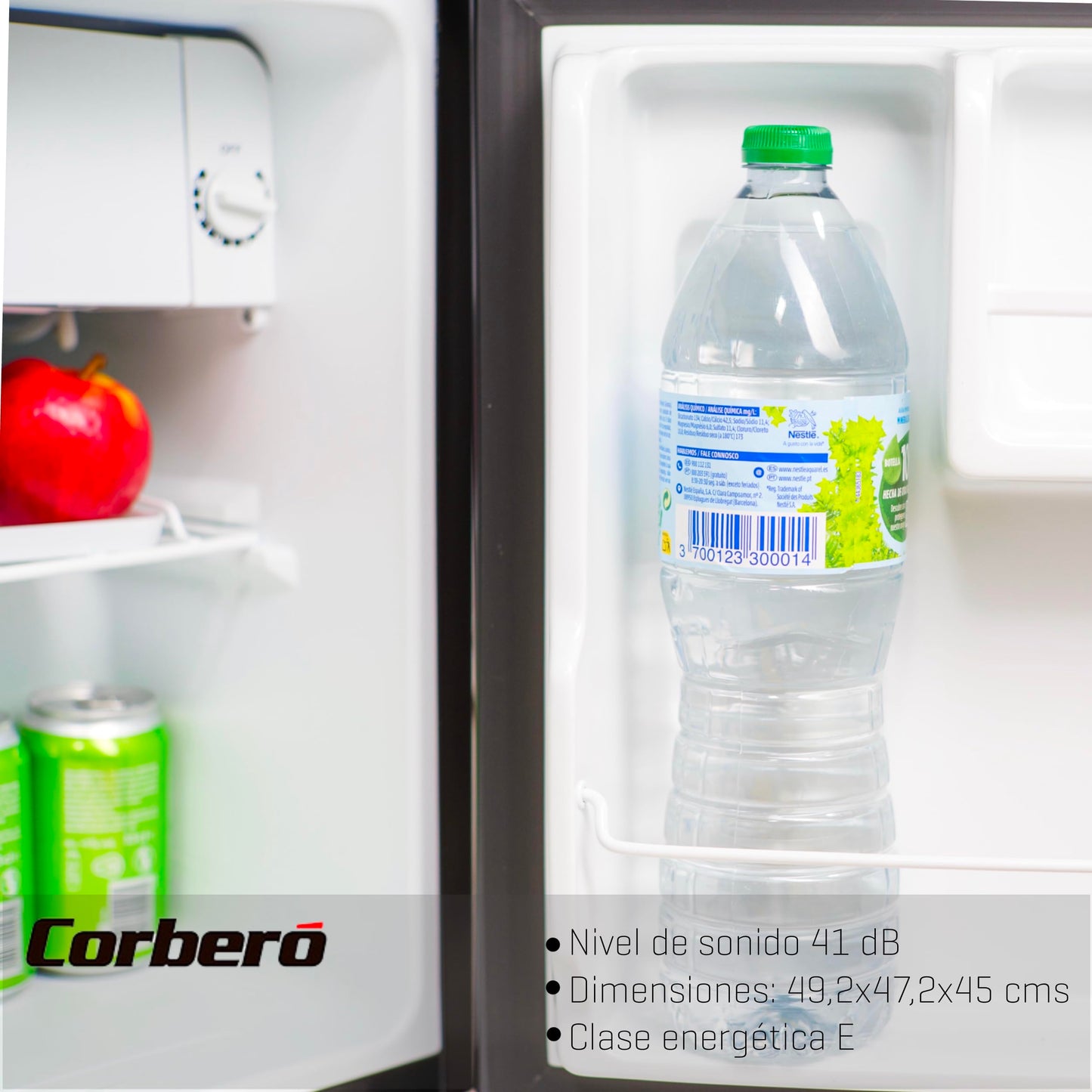 Frigorífico Corberó CFMMB44BL – Mini Bar 43L con Puerta Reversible, Patas Niveladoras y Control Mecánico, Negro