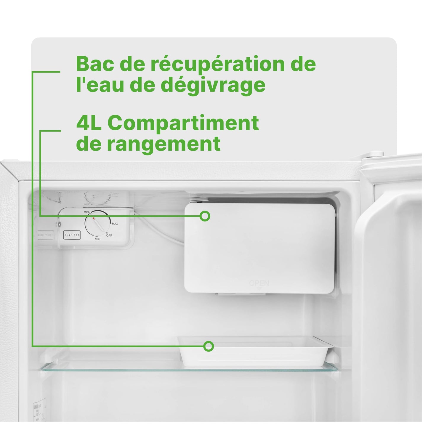 Mini Frigorífico 45 L con Congelador – Silencioso, Puerta Reversible, Control de Temperatura, Blanco
