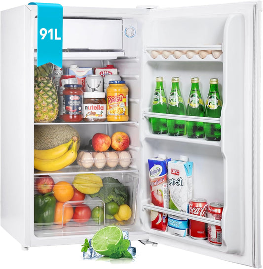 Frigorífico Mini Upstreman BR321 91L con Congelador – Bajo Consumo, Silencioso, Puerta Reversible, Blanco
